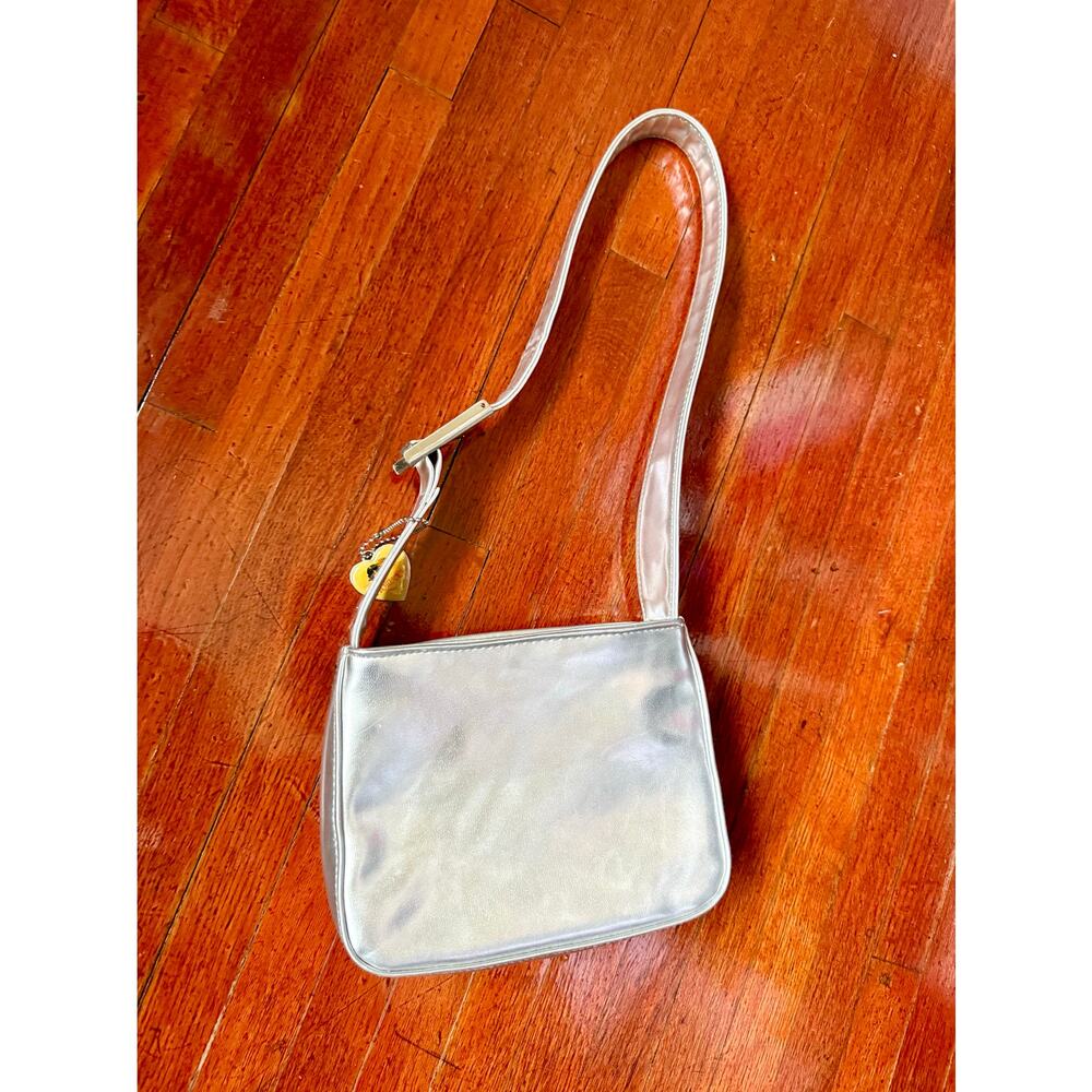 Vintage Y2K Fiorucci Italy Shiny Silver Shoulder Strap Hobo Bag Night Out Buckle